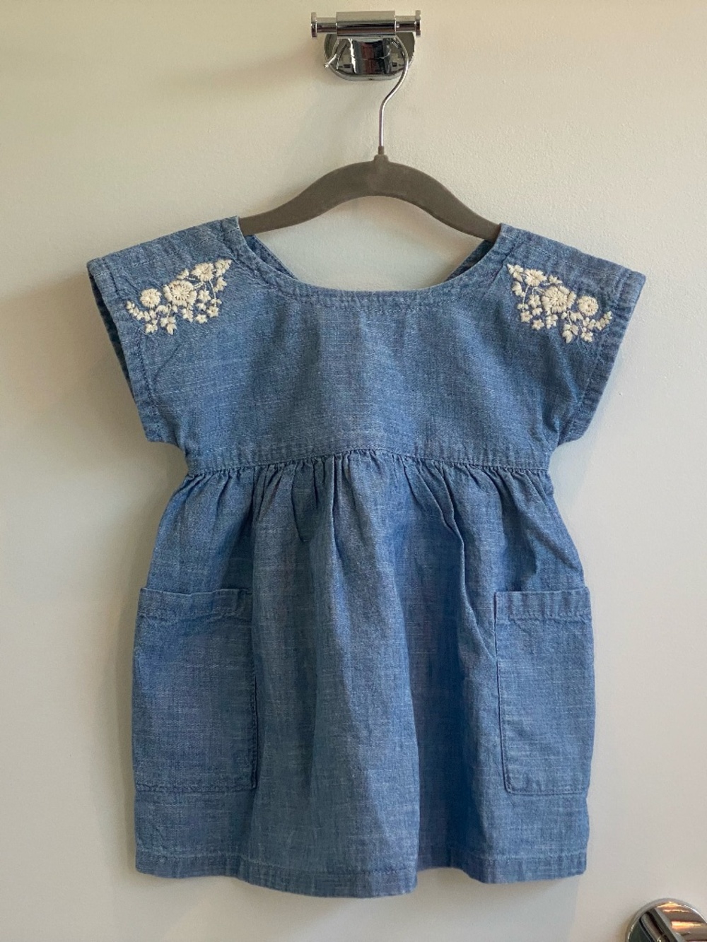 Baby Embroidered Denim Pocket Dress